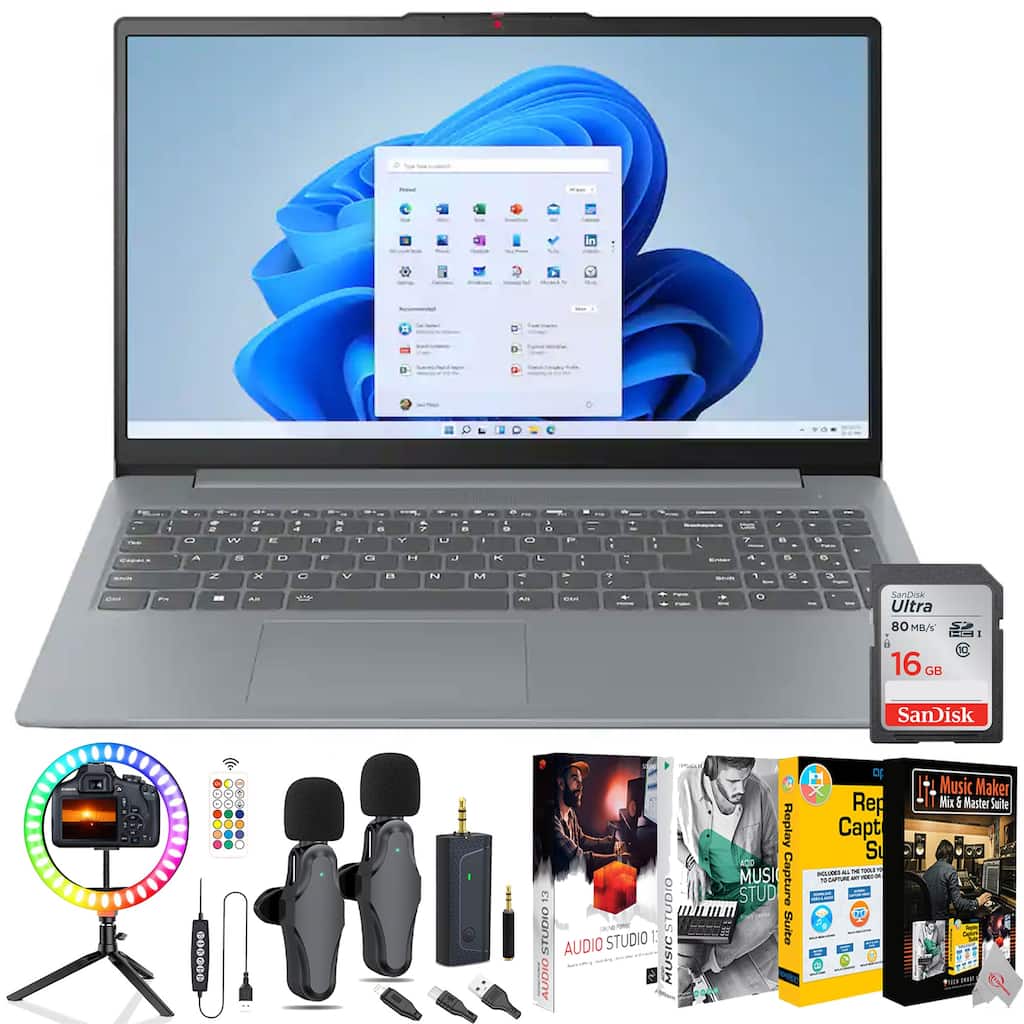 Lenovo IdeaPad Slim 3i 15.6" Full HD Laptop - Intel Core i3-N305 2023 - 8GB Memory, 128GB UFS (Arctic Grey) Essentials Bundle