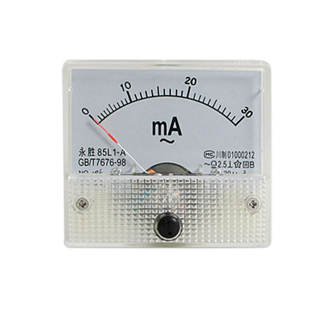 85L1-A AC 0-30mA Rectangle Analog Panel Ammeter Gauge - AC 0-30mA