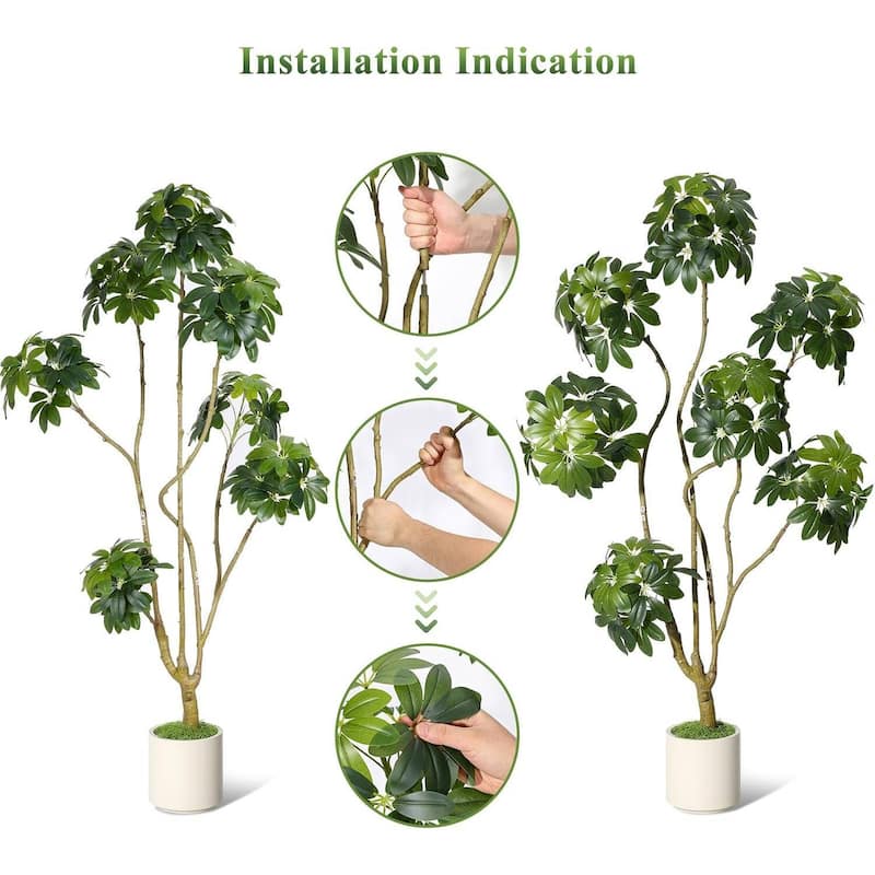 Artificial Umbrella Schefflera Tree, Fake Plant for Home Decor