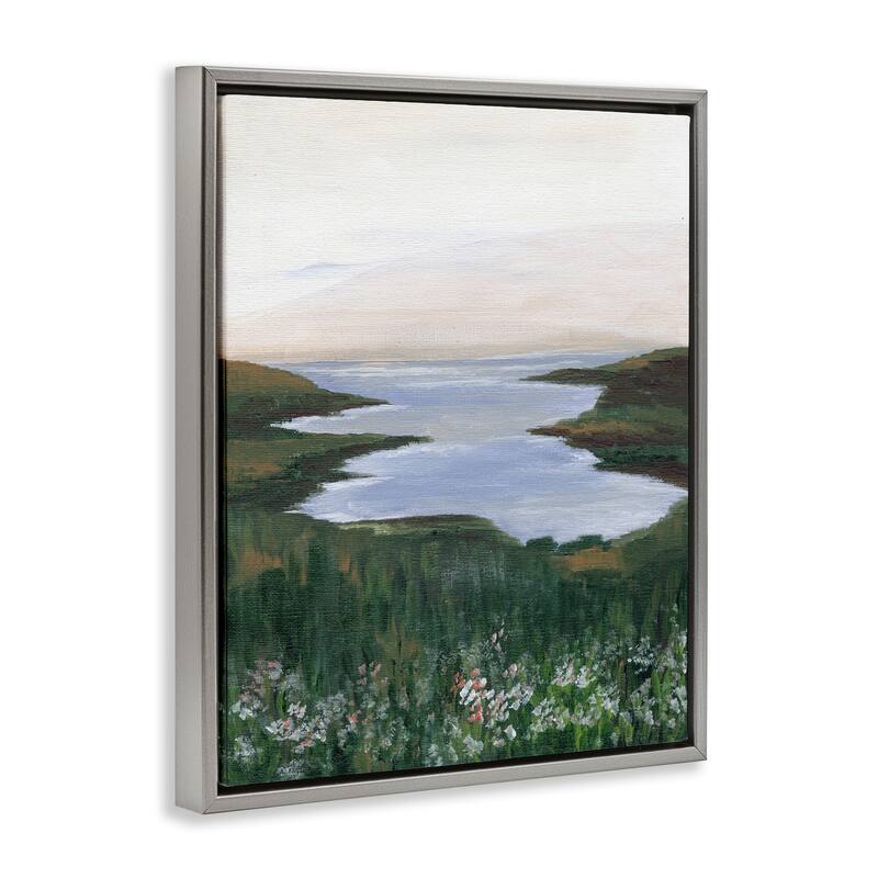 Stupell Peaceful Greenery by Lake Framed Floater Canvas Wall Art Design By Nikita Jariwala