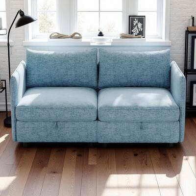 68" Chenille Mid-Century Loveseat with Hidden Storage and 250lb Capacity