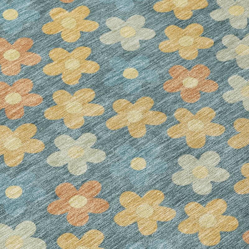 Machine Washable Indoor/ Outdoor Floral Kechi Chantille Rug
