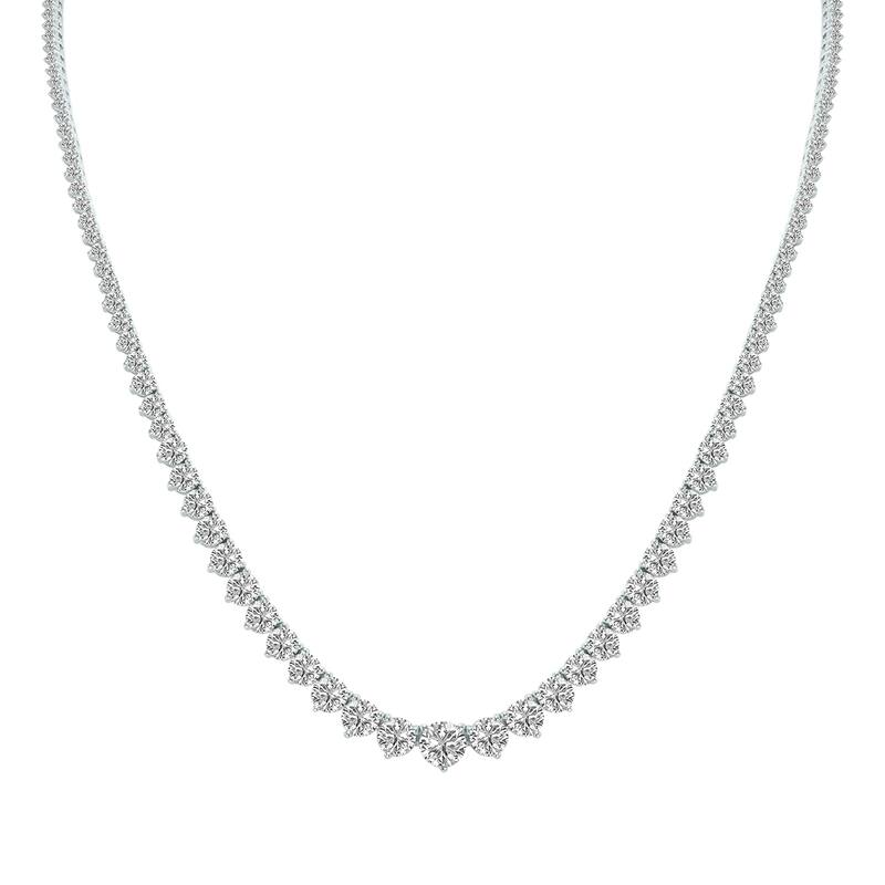 Marquee 15 Carat TW Graduated Lab Grown Diamond Tennis Necklace in 14K White Gold