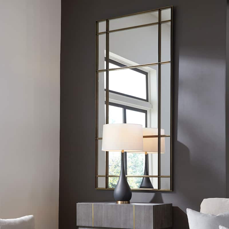 Uttermost Spurgeon Gold Window Mirror - 79.75"H x 39.375"W x 1.875"D
