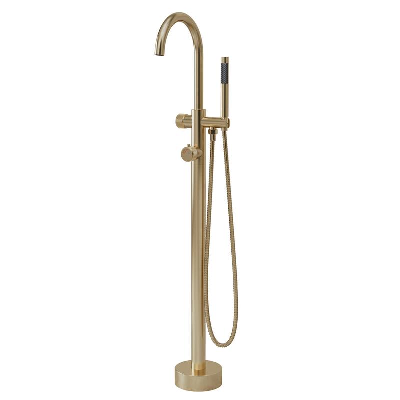 Modland 46'' Outdoor Shower System 316 Stainless Steel Thermostatic Freestanding Poolside Faucet with Swivel Spout - 46'' H
