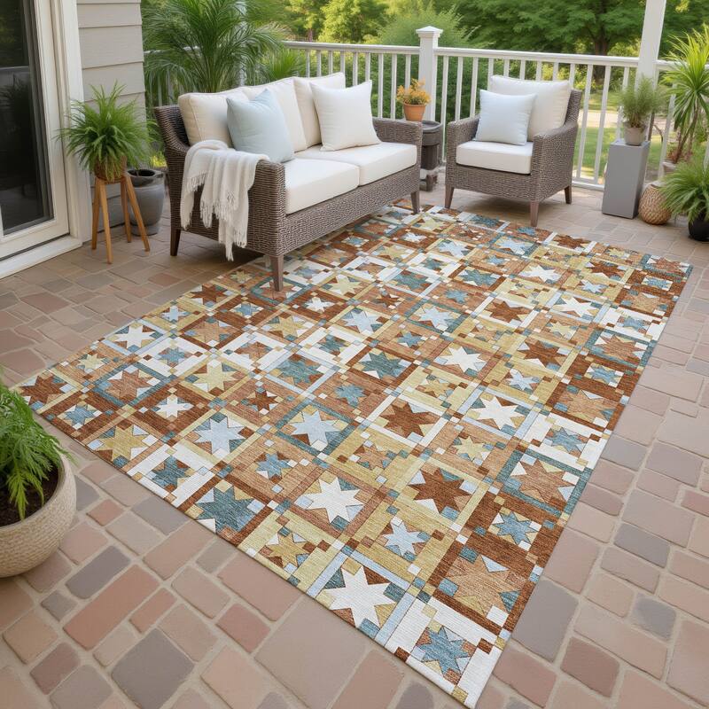 Machine Washable Indoor/ Outdoor Global Goddard Chantille Rug - Paprika - 5' x 7'6"