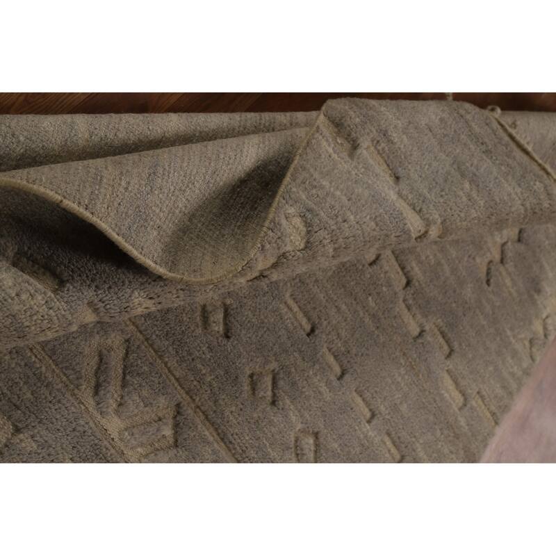 Gray Moroccan Oriental Area Rug Hand-Knotted Wool Carpet - 5'8" x 8'3"