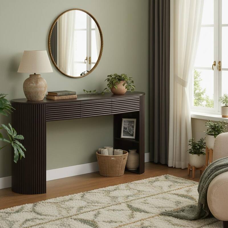 Retro Fluted Console Table with Interchangeable Legs by Christopher Knight Home