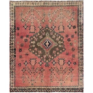 Shahbanu Rugs Crepe Pink Old Persian Hamadan Excellent Cond Evenly Worn ...