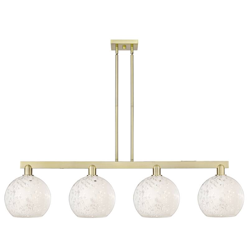 Innovations Lighting Endless Possibilities Arcadia - White Mouchette - 4 Light 51" Stem Hung Island Light - Antique Brass