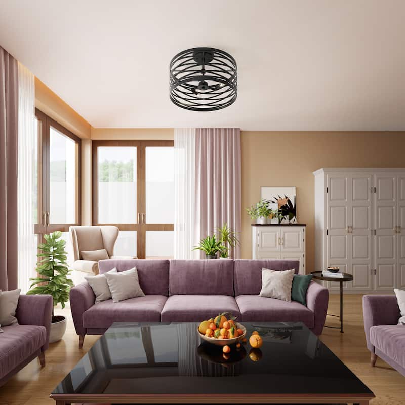 929 Lighting 3 Light Metal Semi-Flush Ceiling Mount in Multiple Finishes - Matte Black