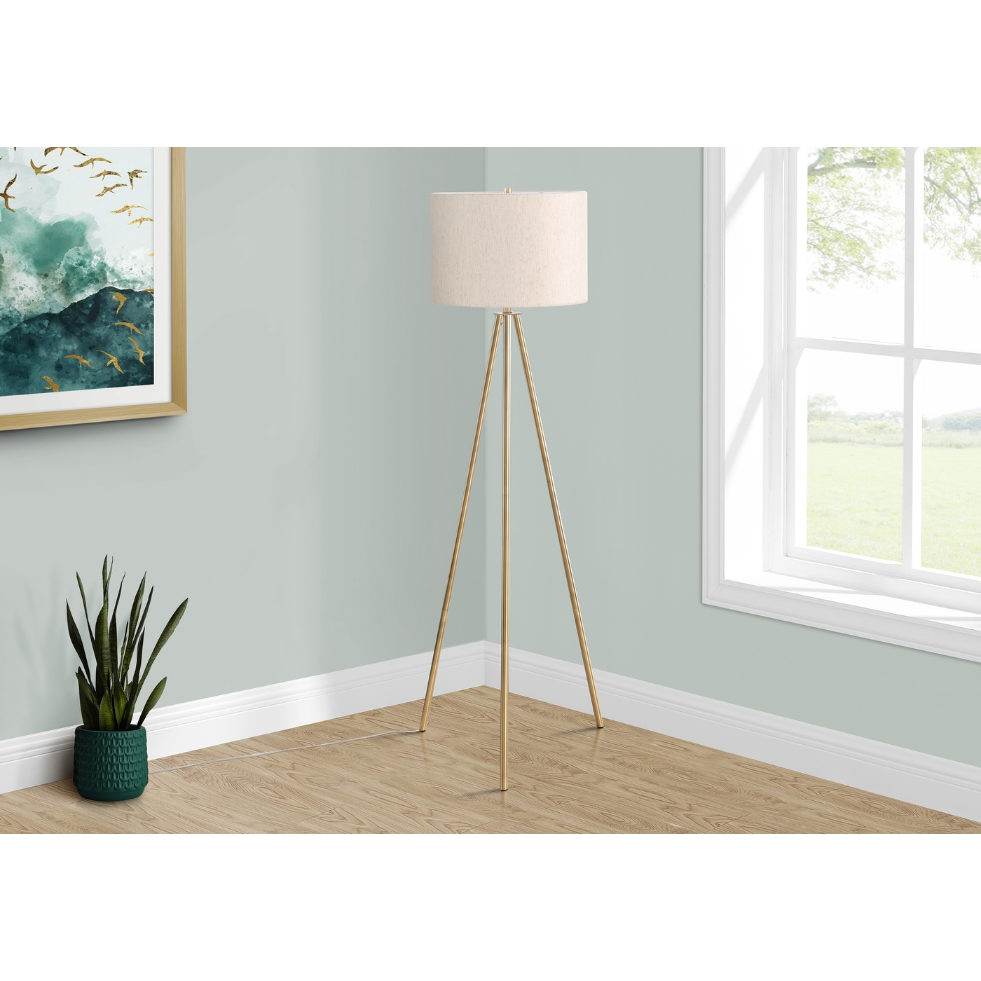 Monarch Lighting 63 H Floor Lamp Brass Metal Ivory Cream Shade Contemporary