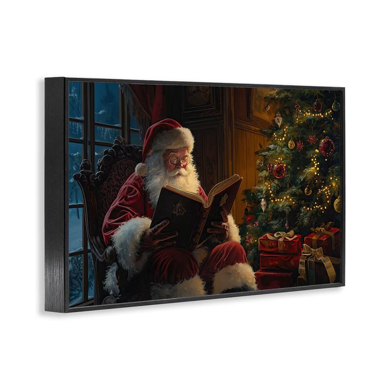 Stupell Santa Reading by Tree Framed Giclee Art Design By Imagine It Images