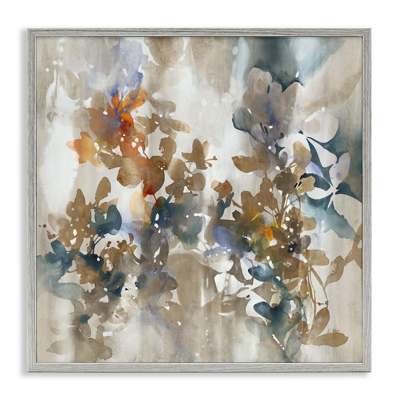 Stupell Solemn Neutral Botanicals Framed Giclee Art Design By K. Nari - 17 x 17 - Grey