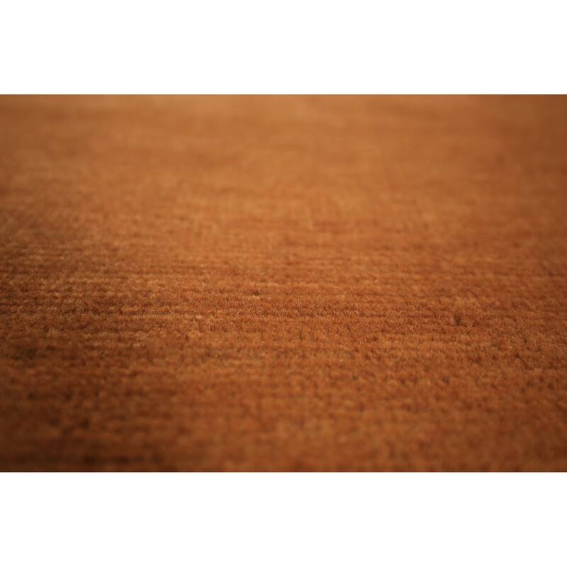 Solid Orange Gabbeh Oriental Area Rug Handmade Wool Carpet - 4'10" x 6'9"