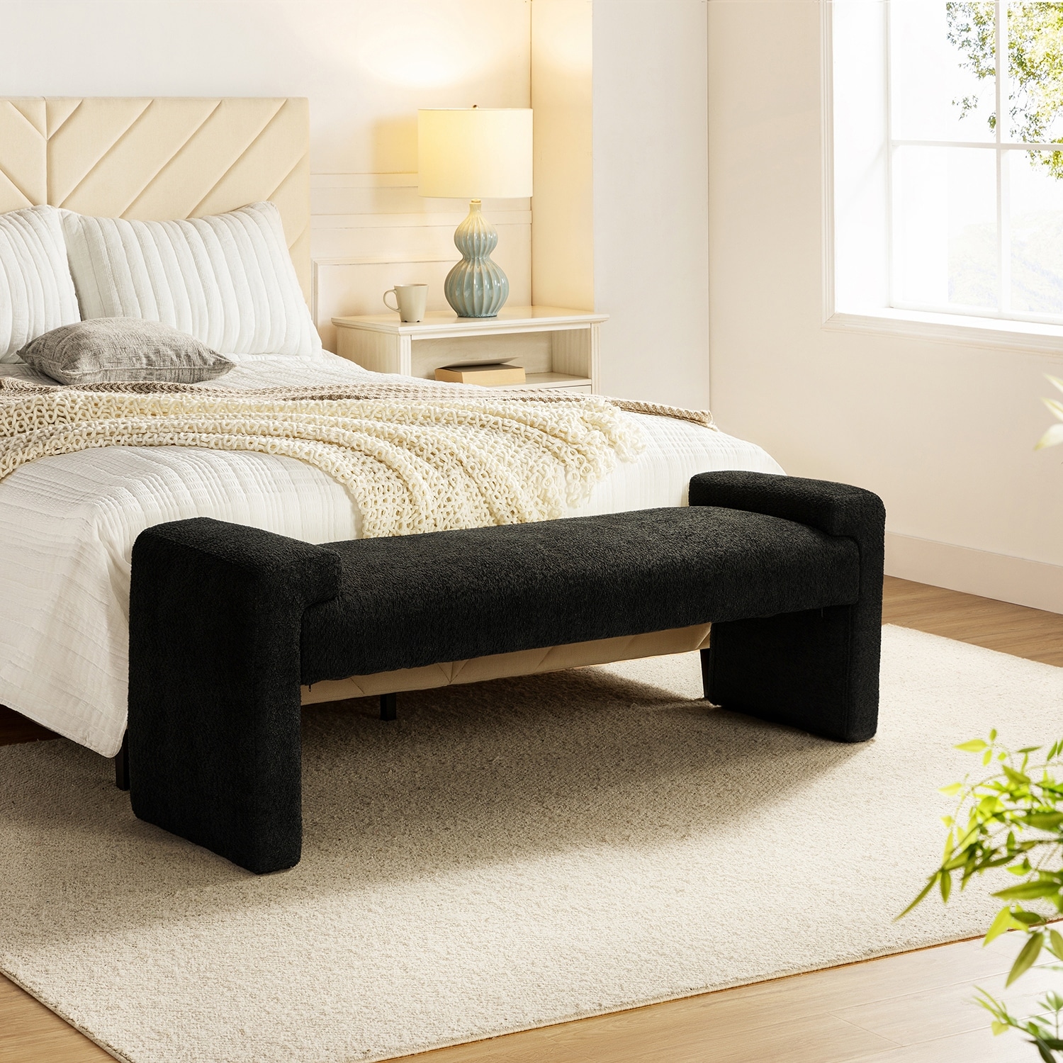 HULALA HOME Roland Modern 58.5''W Upholstered Bedroom Bench