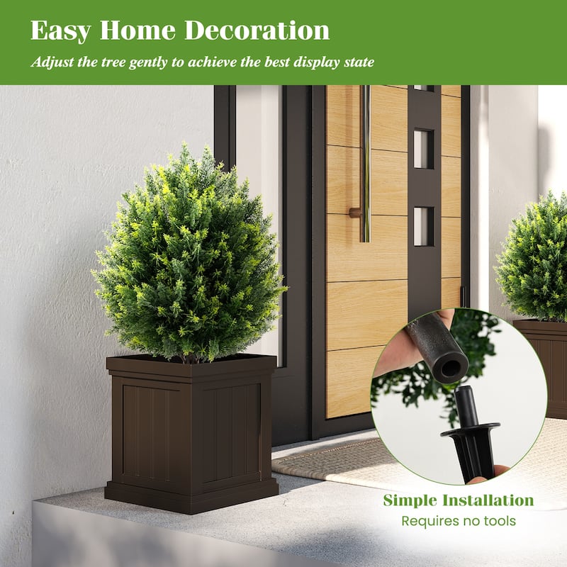 24" Artificial Cypress Topiary Balls Set of 2 Green Faux Shrubs for Patio Garden or Home Decor