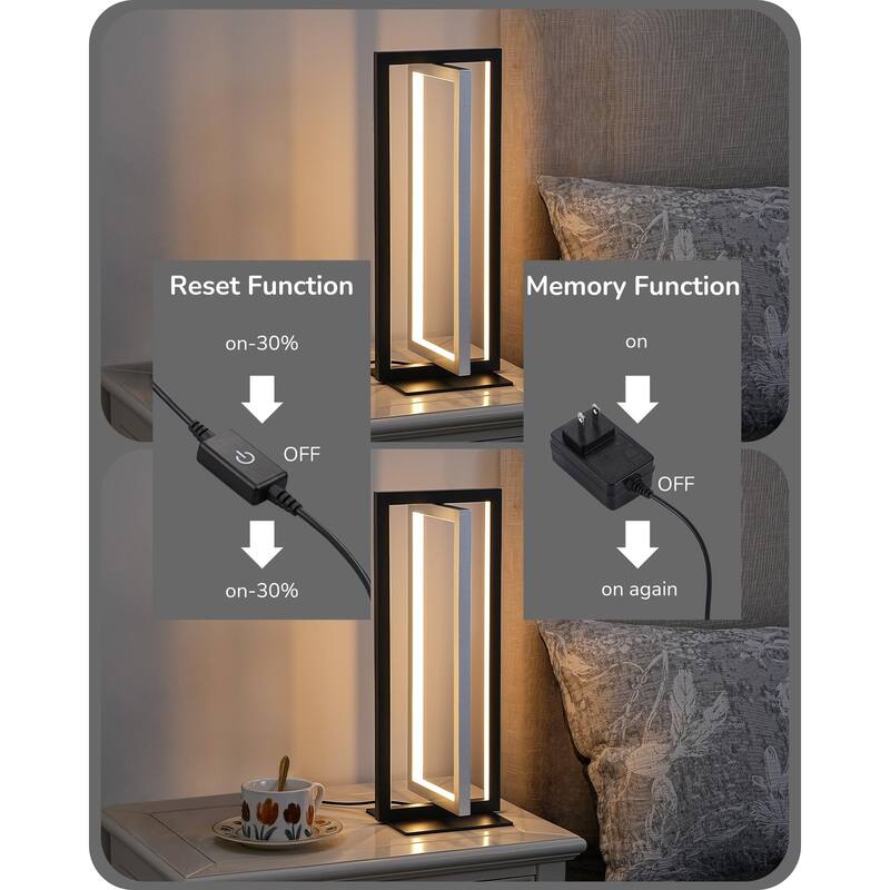 Modern LED Table Lamp, 750LM Stepless Dimmable Bedside Lamp, 3 Color Temperature, Touch Switch Control Nightstand Lamp