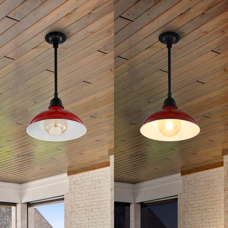 12.25" 1-Light Indoor/Outdoor Iron LED Pendant, by JONATHAN Y - 12.25