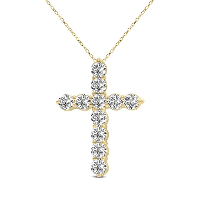 Marquee 1/2 Carat TW Lab Grown Diamond Religious Cross Pendant in 14K Yellow Gold