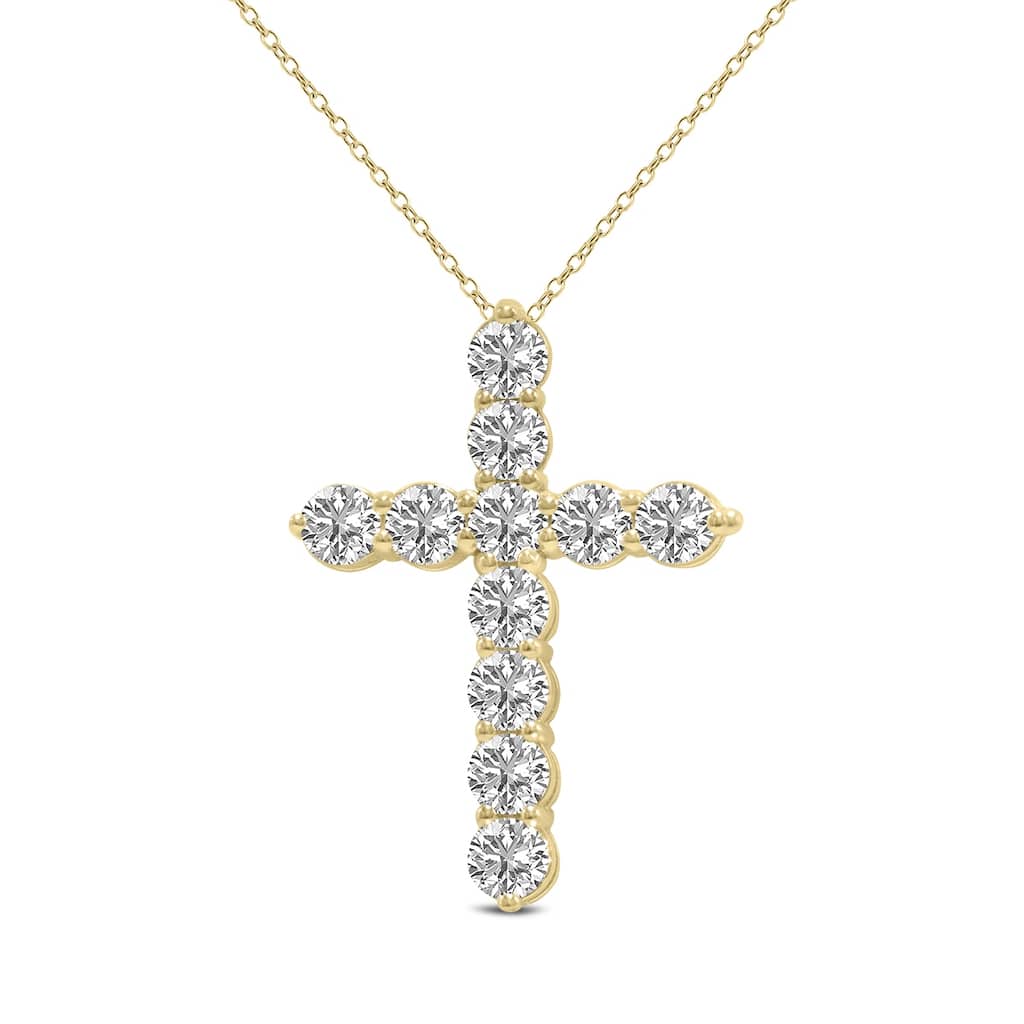 Marquee 1/2 Carat TW Lab Grown Diamond Religious Cross Pendant in 14K Yellow Gold