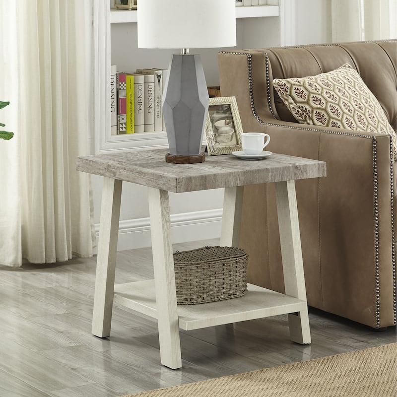 Contemporary Replicated Wood Shelf End Table - Multicolor