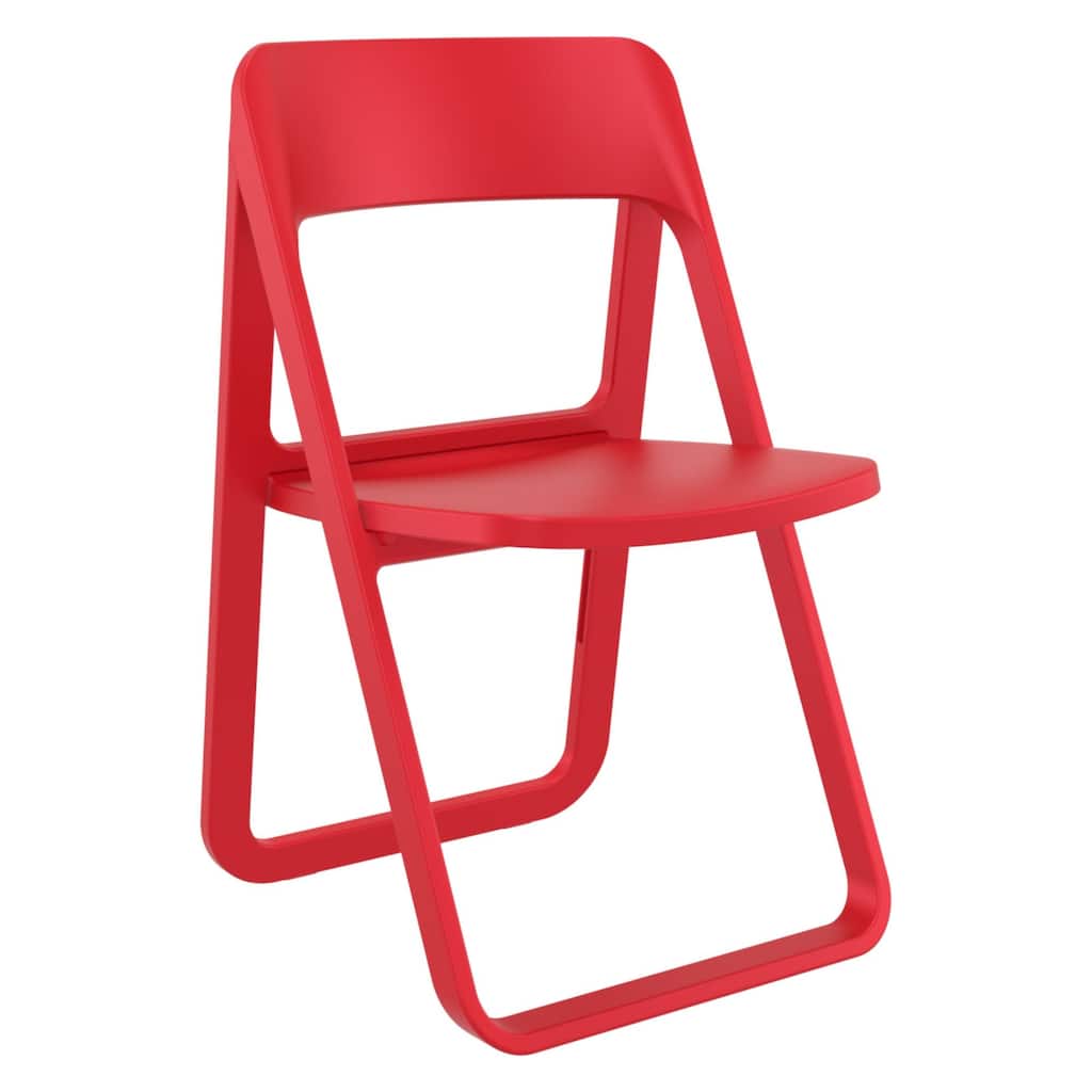 32.25" Red Solid Outdoor Resin Folding Chair