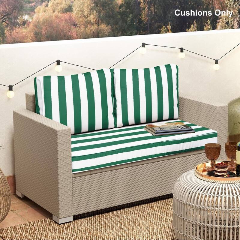 Outdoor Loveseat Cushion Set (Set of 1 Seats,48x24in, 2 Backs,24x18in )