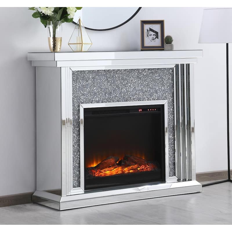 47.5 in. Crystal Mirrored Fireplace Mantle
