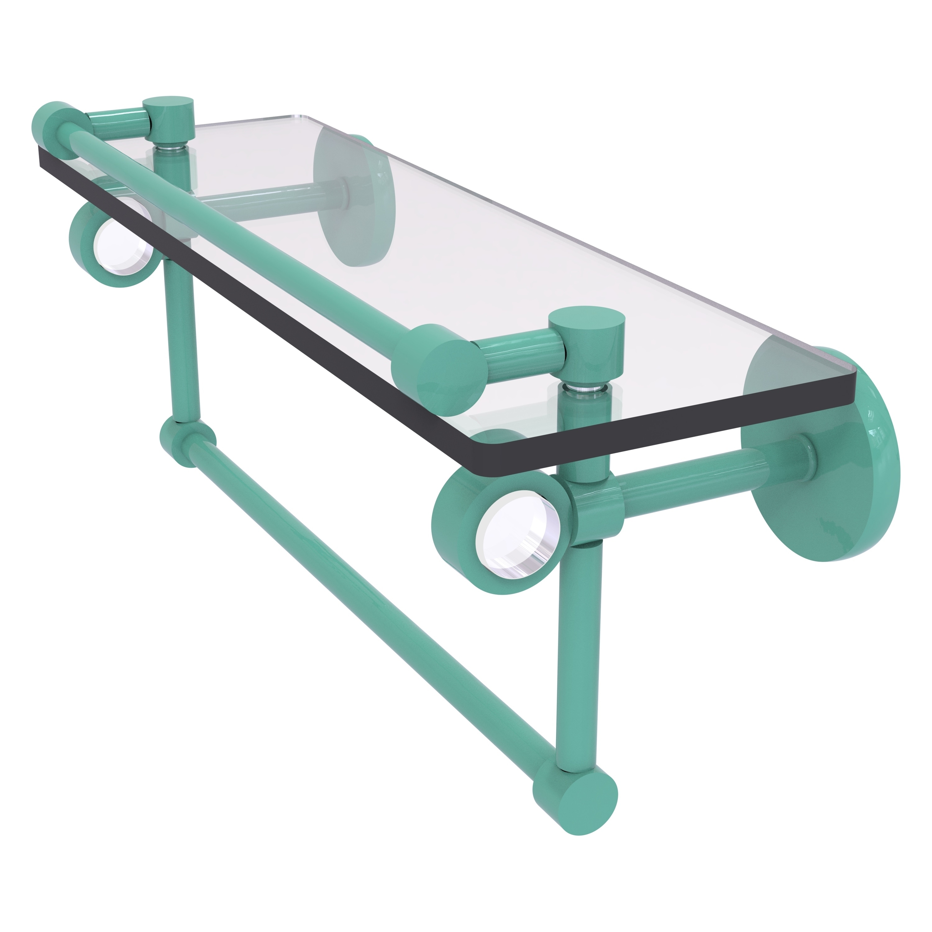 Allied Brass Clearview Collection 16 Inch Glass Shelf with Gallery Rail and Towel Bar