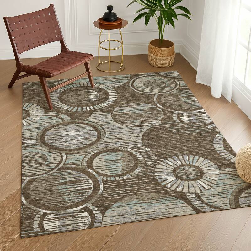 Machine Washable Indoor/ Outdoor Modern Grover Chantille Rug