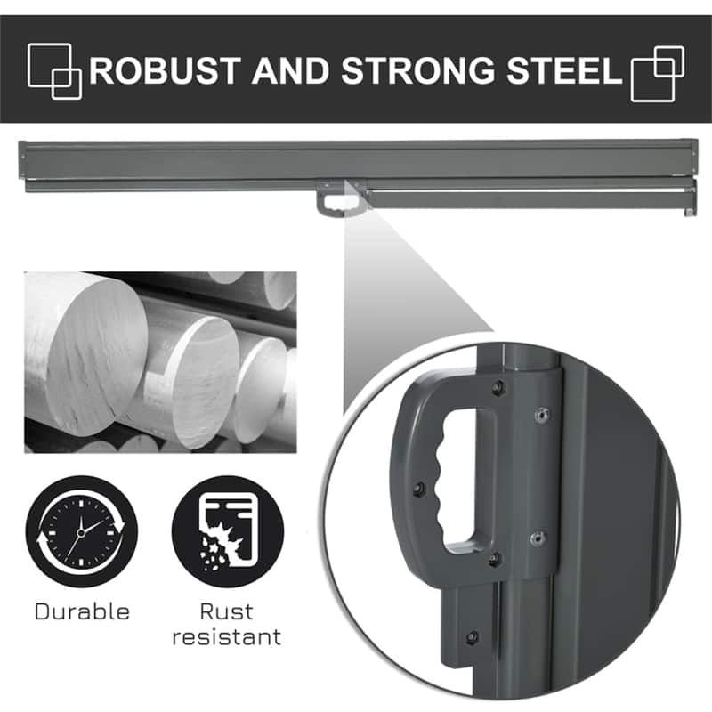 Black Adjustable Outdoor Side Awning with Waterproof Polyester Fabric and Grey Steel Frame