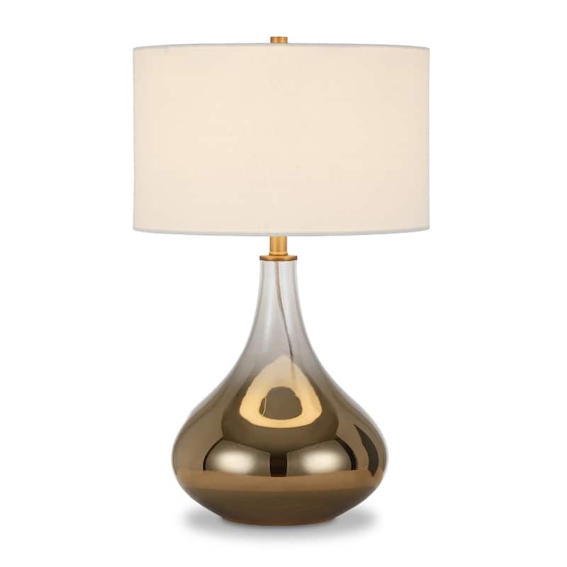 25" Glass Gourd Table Lamp with White Drum Shade - 15" x 15" x 25.5" - Brass