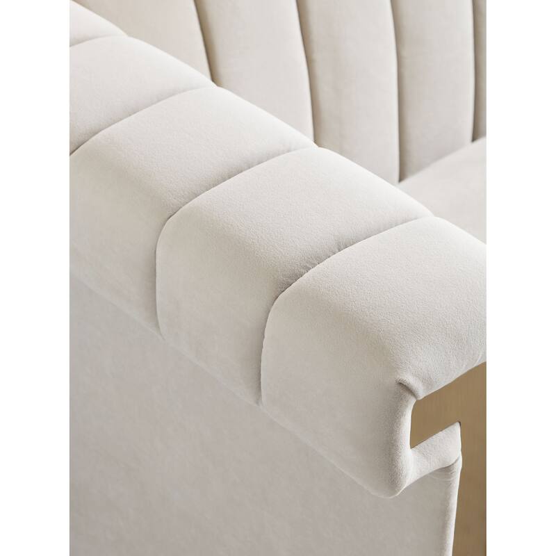 Velvet Sofa Couch for Living Room, Modern Loveseat Couch with Gold Accents, Apartment Chesterfield Sofa