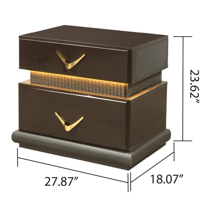 Modern Style 2-Drawer Night stand Made with Wood - Brown