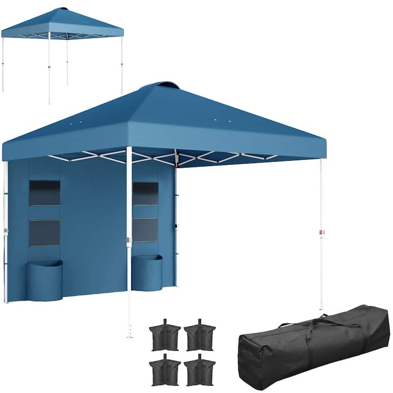 10x 10 ft Party Tent w/Sidewall with Height Adjustable Instant Sun Shelter w/Storage Pockets