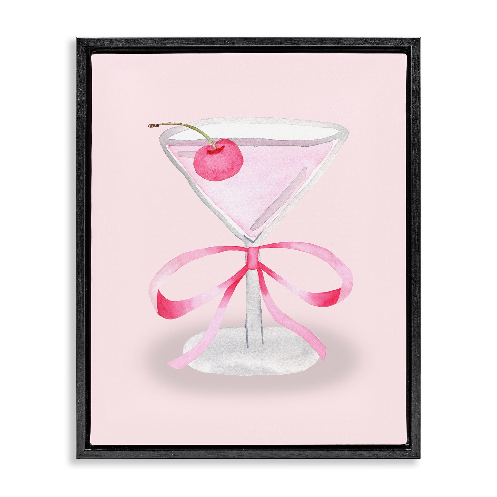 Stupell Coquette Cherry Cocktail Framed Floater Canvas Wall Art Design By Nina Jacobs