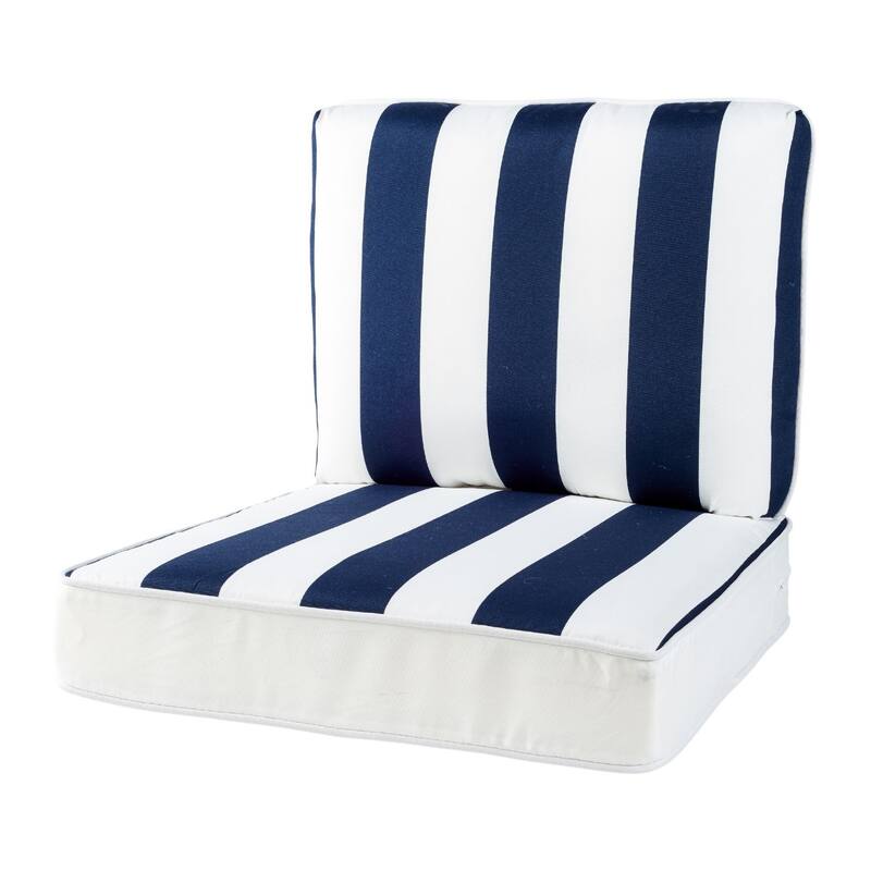 Haven Way Universal Outdoor Deep Seat Lounge Chair Cushion Set - 23X26 - Blue Stripe
