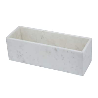 A&B Home Rectangular Marble Tray - White.