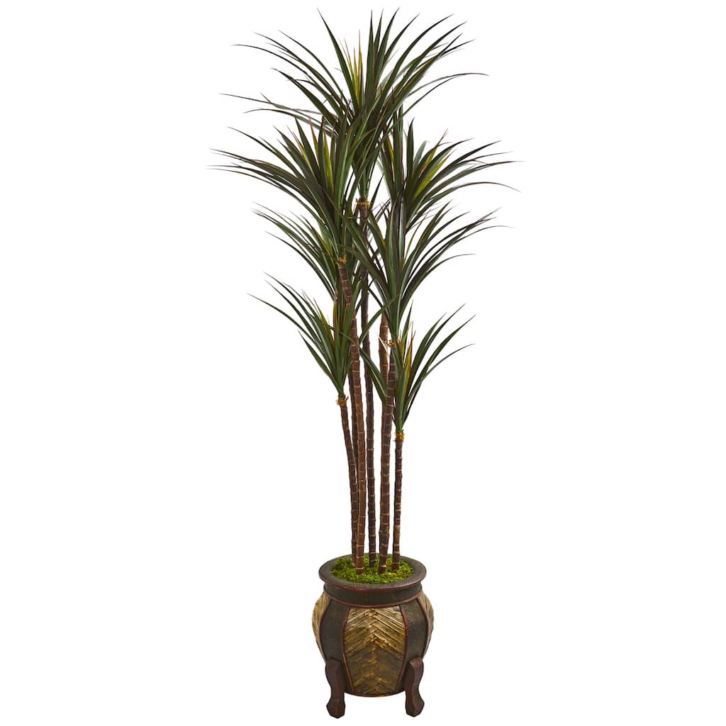 62in Giant Yucca Artificial Tree in Decorative Planter with UV Resistant Dark Green Leaves for Indoor or Outdoor Use