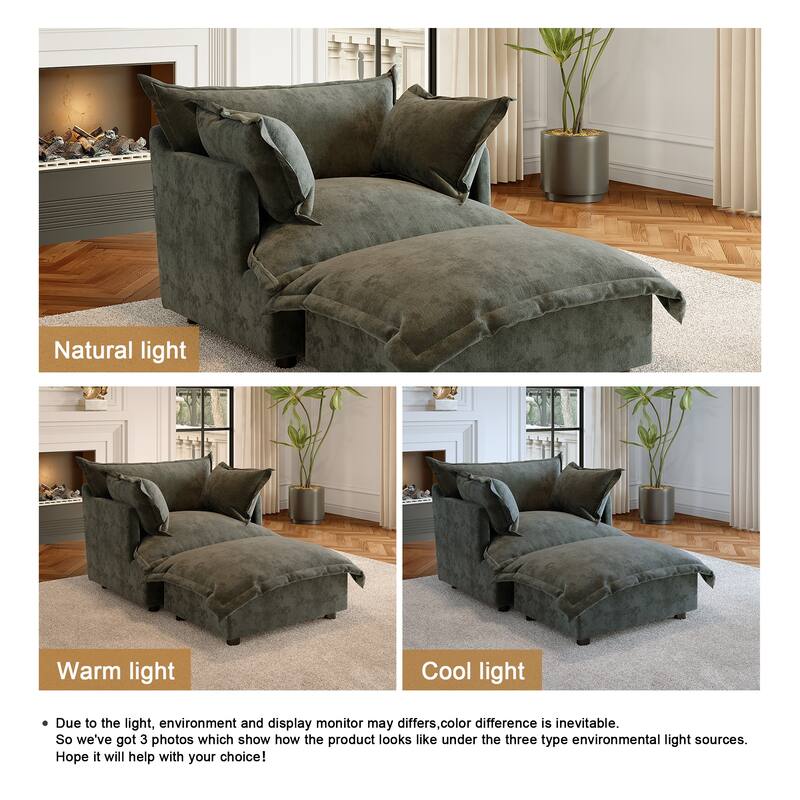 Modern Cloud Chaise Longue Accent Chair with Ottoman set