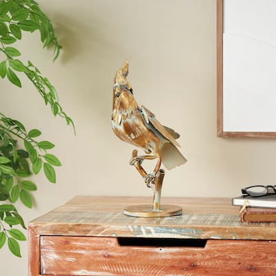 Bronze Metal Patina Parrot Decorative Garden Sculpture with Branch Base