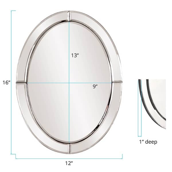Allan Andrews Beveled Oval Mirrored Frame Opal Accent Wall Mirror - 16" H x 12" W x 1" D