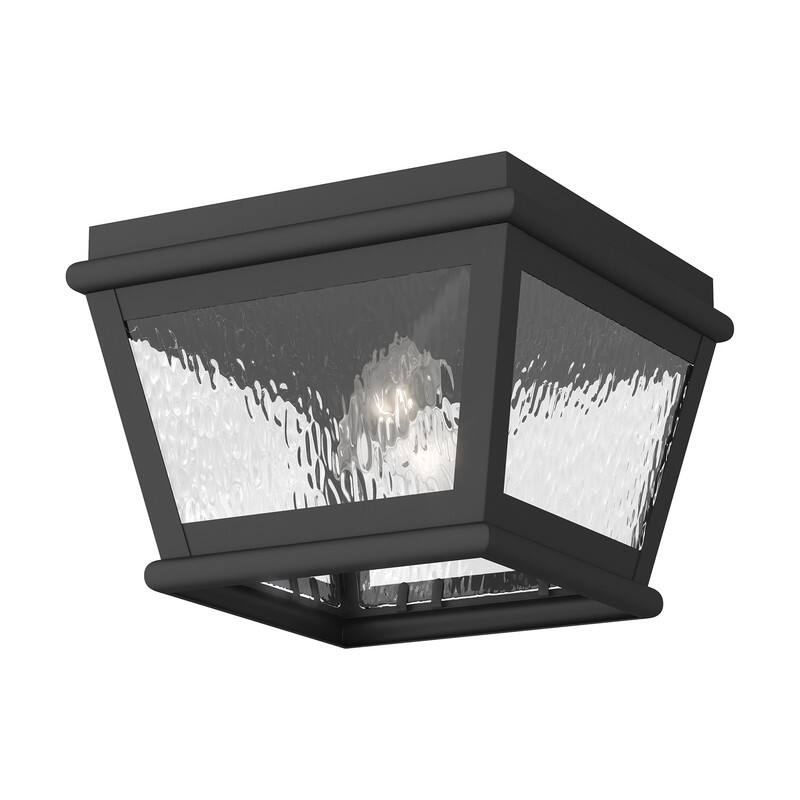 Livex Lighting 2-light Black Finish Outdoor Ceiling Mount, 2611-04 - 8" SQ. x 6" H