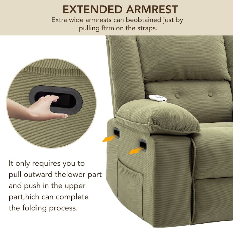 Power Lift Recliner Chair with Massage & Heating Function, Ergonomic Single Lounge Sofa, Recliner Chair with Side Pockets