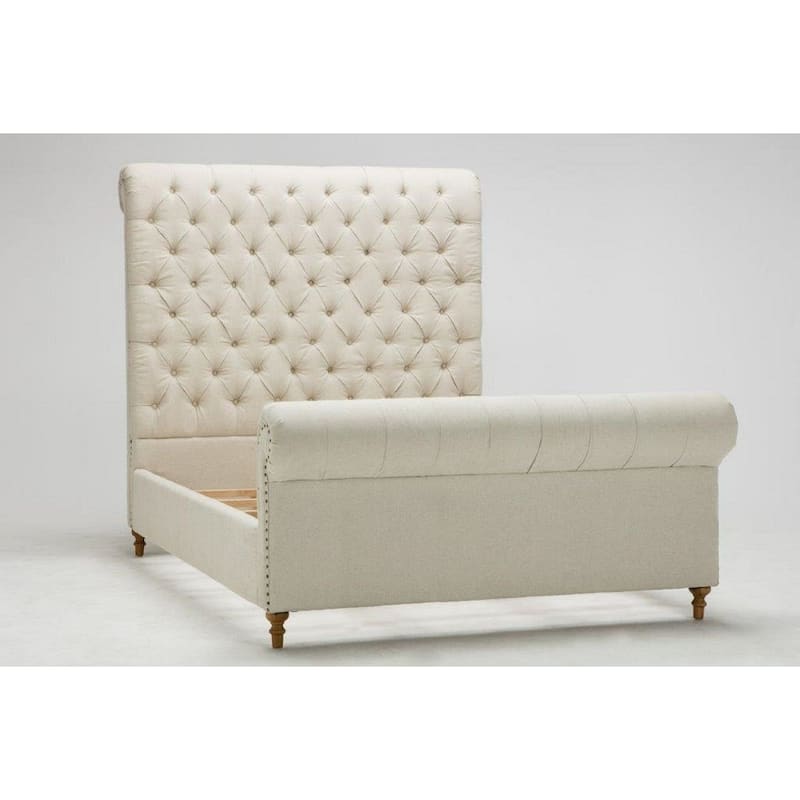 Manhattan Comfort Upholstered Mid Century Empire Bed - Cream - Full