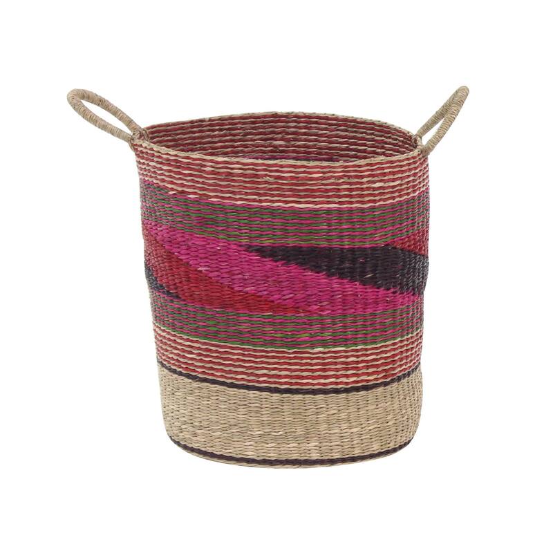 Pink Seagrass Handmade Storage Basket (Set of 3)