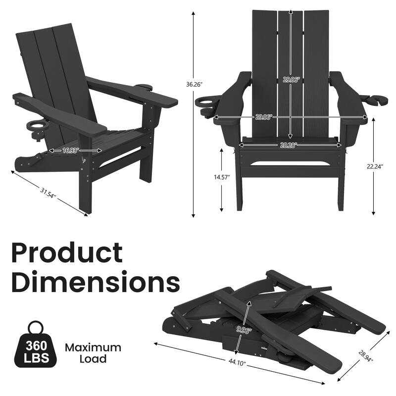 Foldable HDPE Modern Chair with Dual Cup Holders