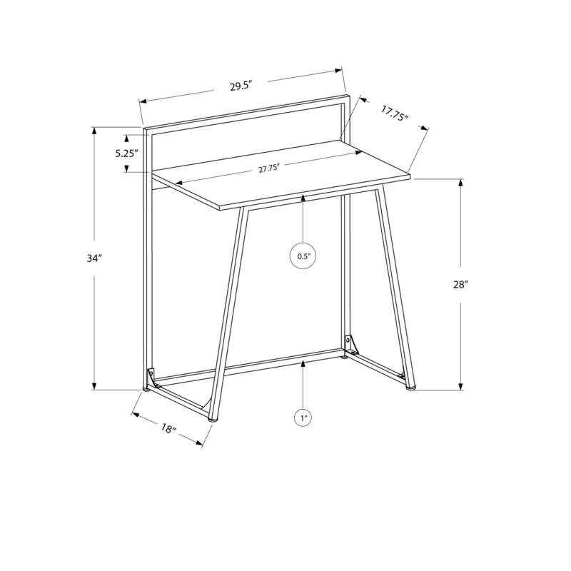 Computer Desk, Home Office, Laptop, 30"l, Work, Natural Laminate, White Metal, Contemporary