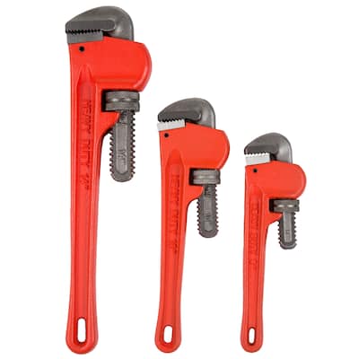 Stalwart 3-Piece Heavy Duty Pipe Wrench Set with Storage Pouch